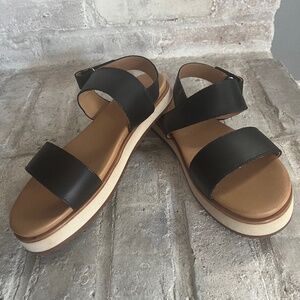 Nisolo Go-To Flatform Sandals, Minimalist Leather Sandal, Black, Size 8